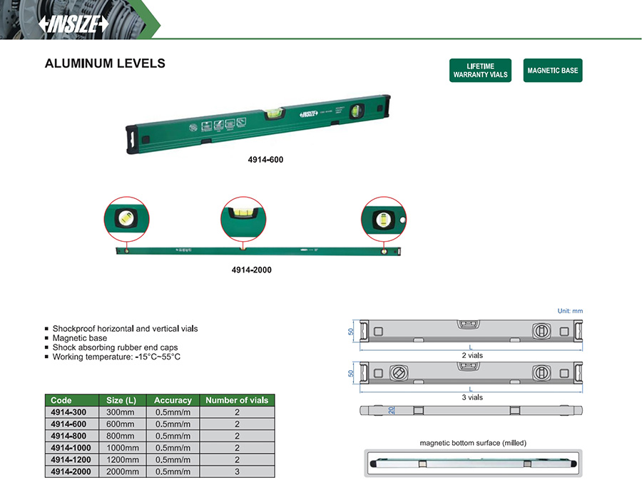 INSIZE 4914-600 Aluminum Level 600 mm - photo 2