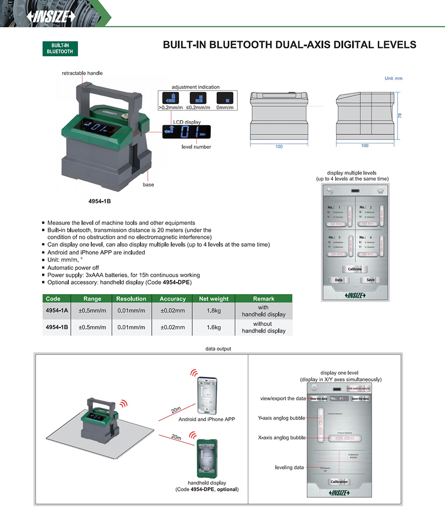 INSIZE 4954-1A Dual-Axis Digital Level, ±0.5mm/m - photo 2