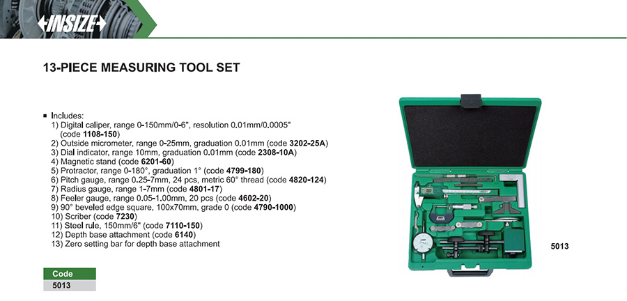 INSIZE 5013 13-Piece Measuring Tool Set - photo 2