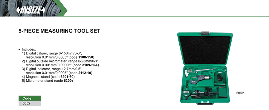 INSIZE 5052 5-Piece Measuring Tool Set - photo 2