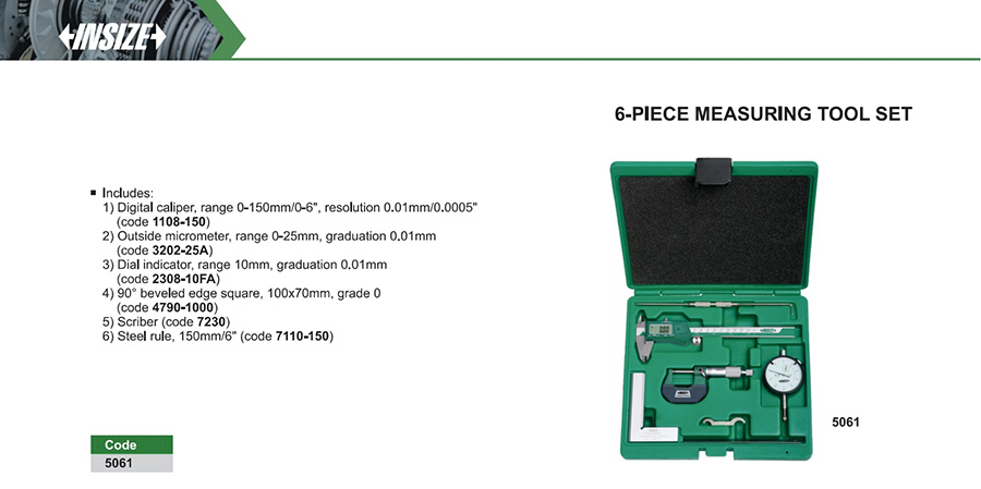 INSIZE 5061 6-Piece Measuring Tool Set - photo 2