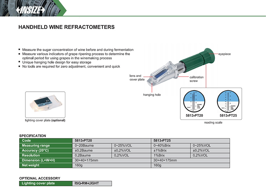 INSIZE 5813-PT20 Handheld Wine Refractometer - photo 2