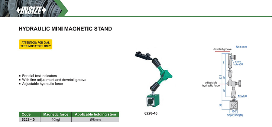 INSIZE 6228-40 Hydraulic Mini Magnetic Stand 40kgf - photo 2