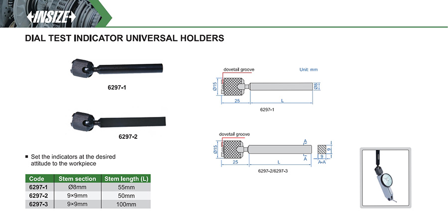 INSIZE 6297-2 Dial Test Indicator Universal Holder - photo 2