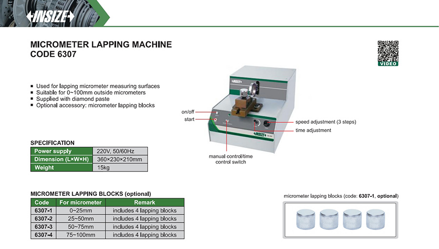 INSIZE 6307 Micrometer Lapping Machine - photo 2