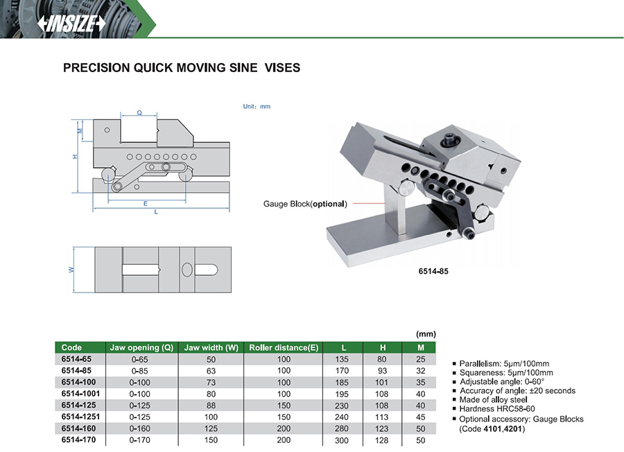 INSIZE 6514-170 Precision Quick Moving Sine Vise 0-170 mm - photo 2