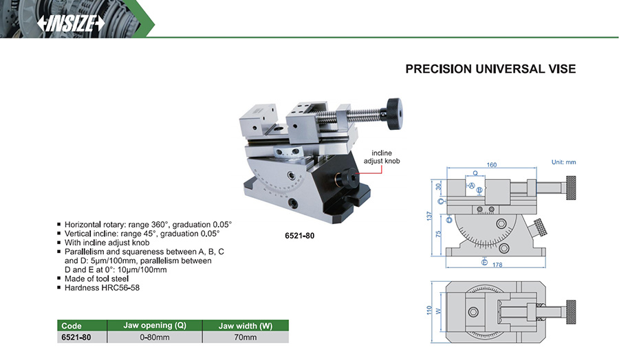 INSIZE 6521-80 Precision Universal Vise 0-80 mm - photo 2