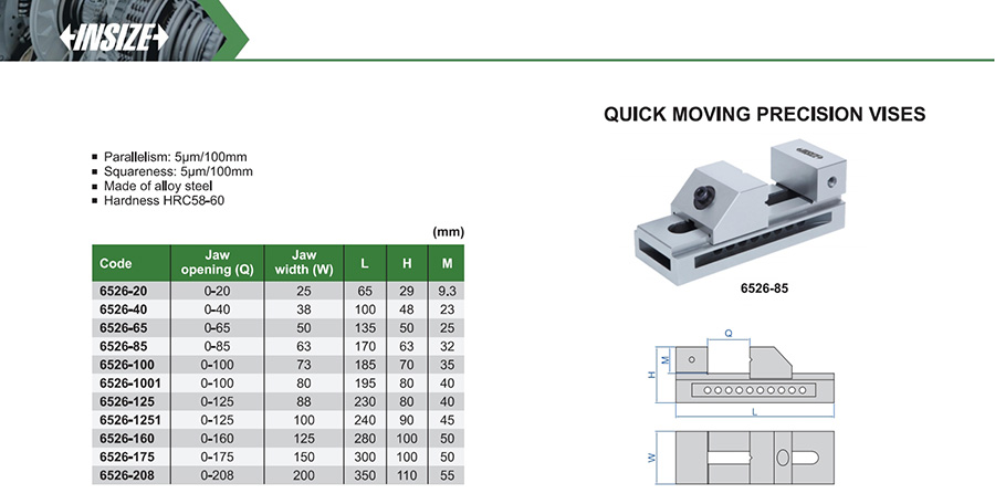 INSIZE 6526-1001 Quick Moving Precision Vise 0-100 mm - photo 2