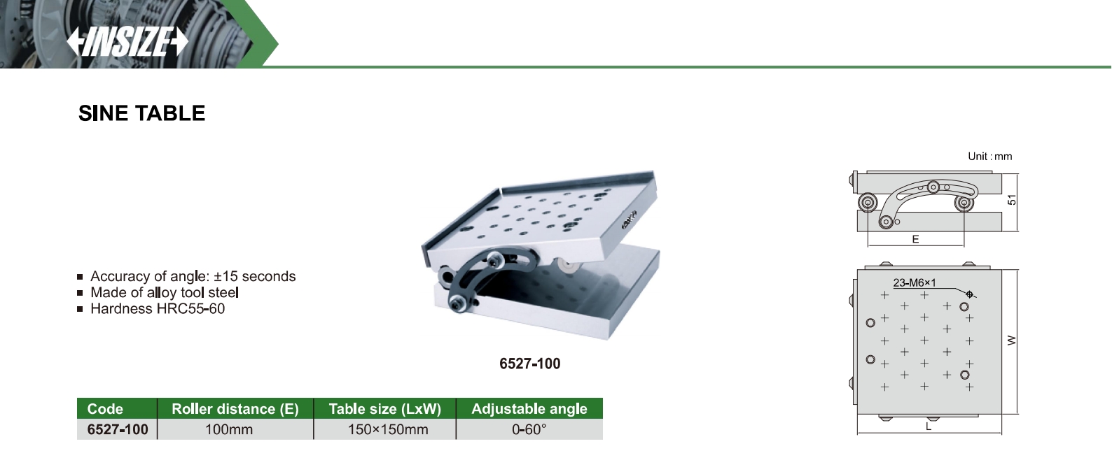 INSIZE 6527-100 Sine Table, 150x150mm - photo 2