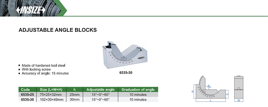 INSIZE 6535-30 Adjustable Angle Block, 102x30x49mm - photo 2