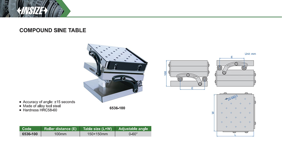INSIZE 6536-100 Compound Sine Table, 150x150mm - photo 2