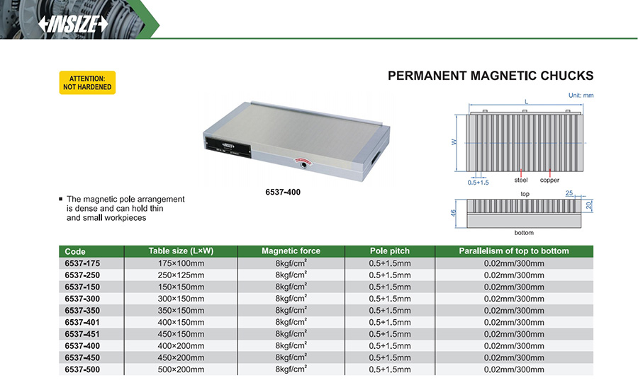 INSIZE 6537-451 Permanent Magnetic Chuck 450x150 mm - photo 2
