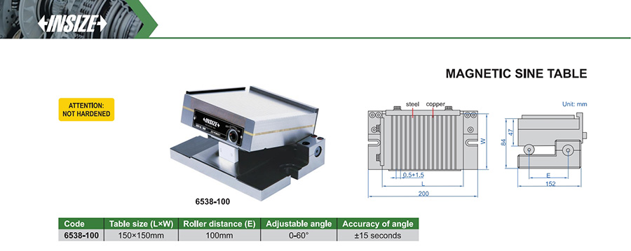 INSIZE 6538-100 Magnetic Sine Table 150x150 mm - photo 2