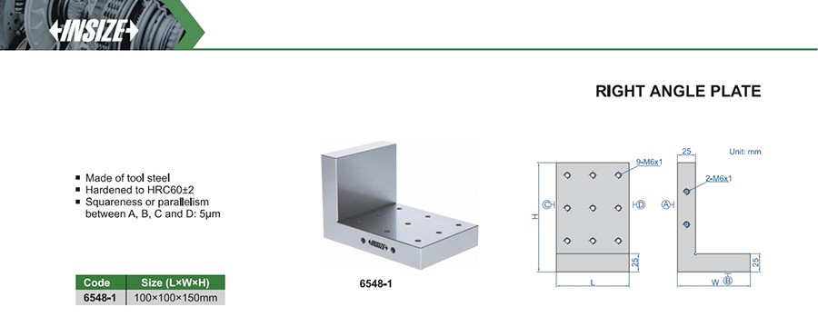 INSIZE 6548-1 Right Angle Plate 100x100x150 mm - photo 2