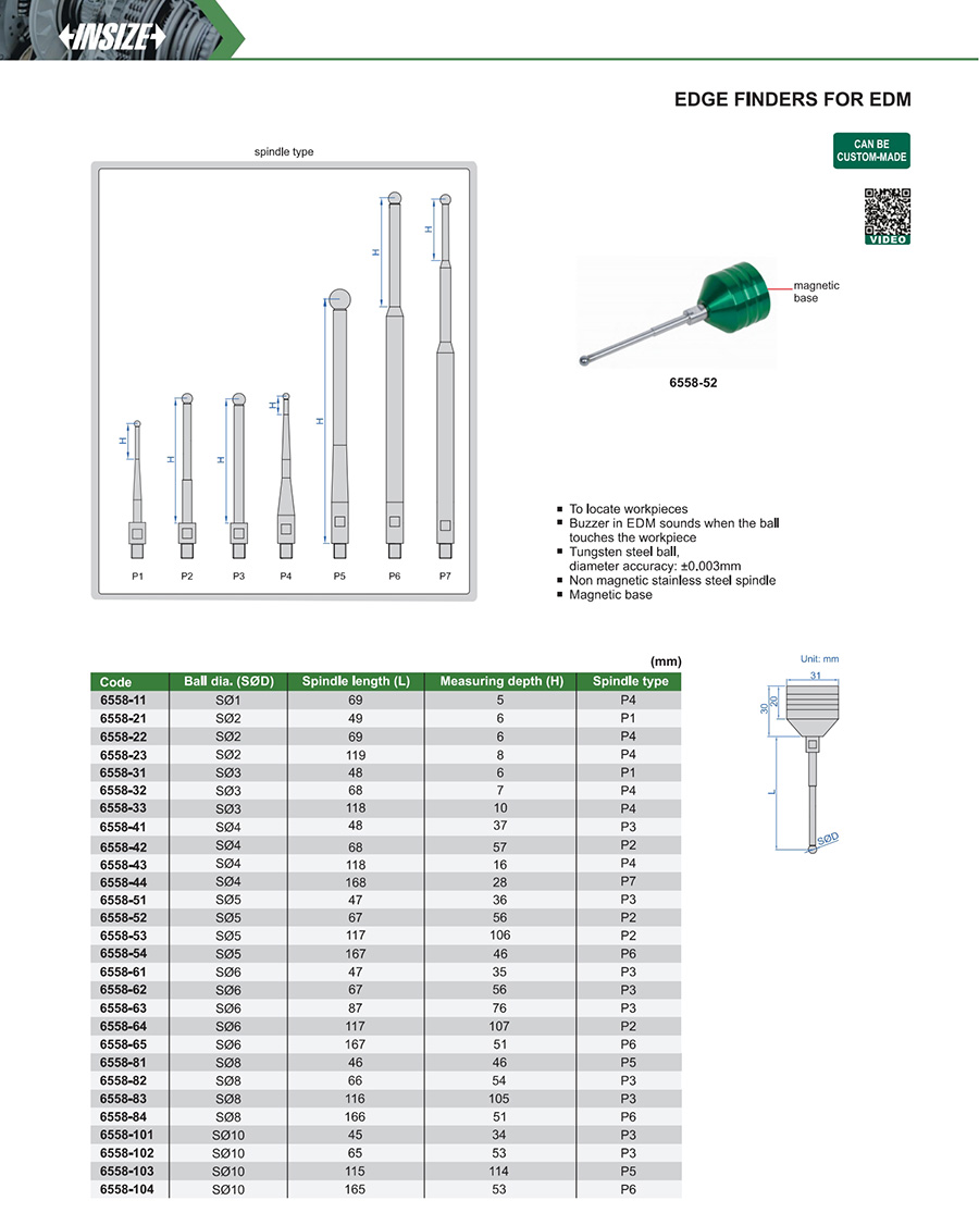 INSIZE 6558-51 Edge Finder for EDM SØ5mm Ball - photo 2