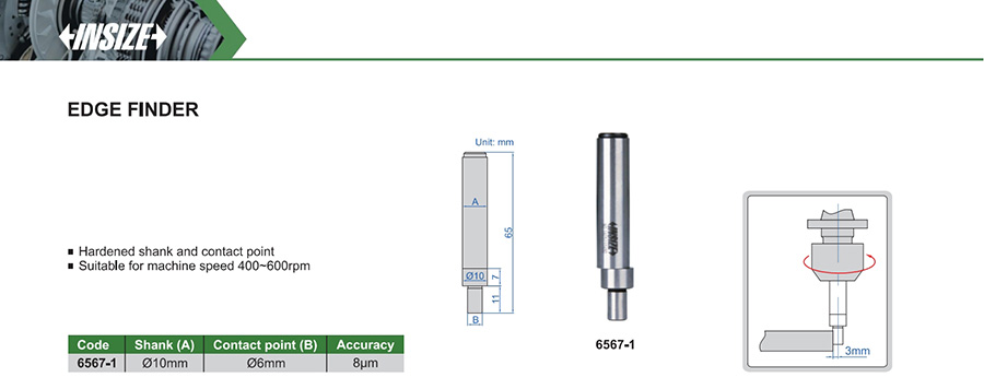 INSIZE 6567-1 Edge Finder Ø10mm / Ø6mm - photo 2