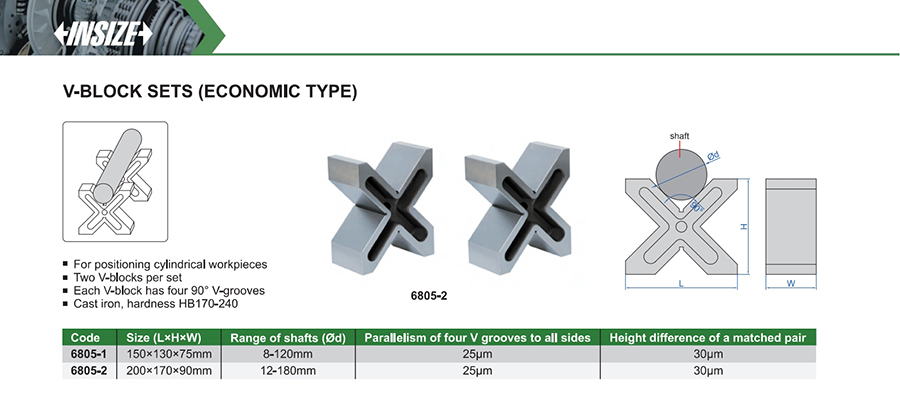 INSIZE 6805-1 V-Block Set (Economic Type) 150x130x75 mm - photo 2