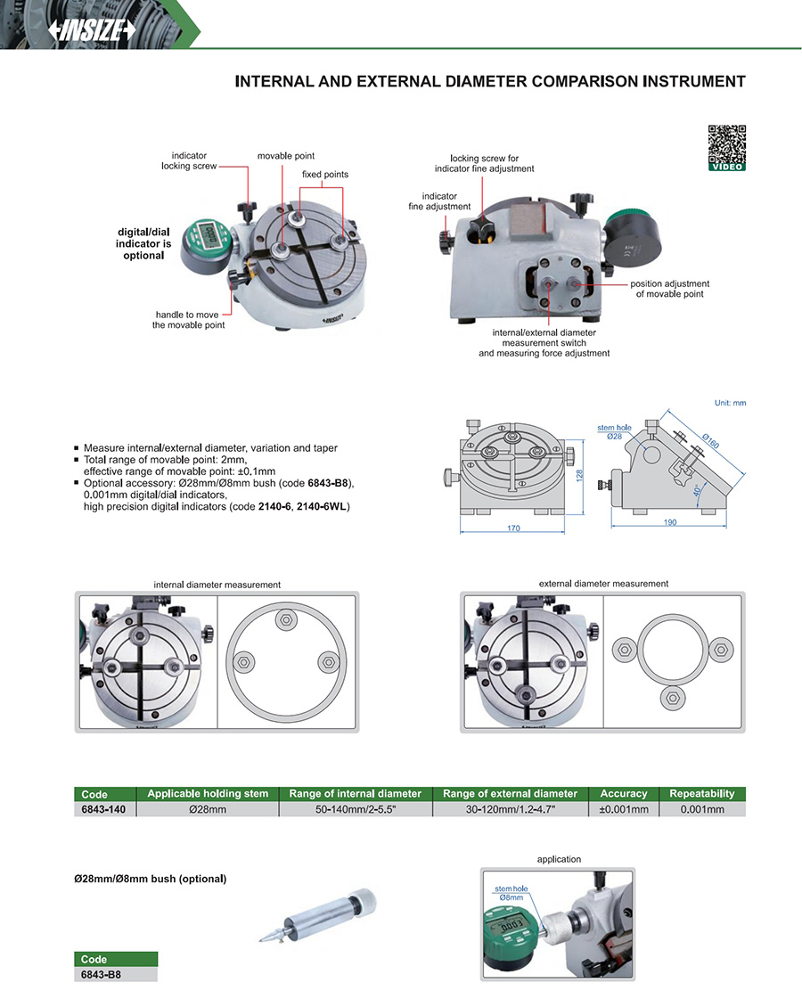 INSIZE 6843-140 Internal And External Diameter Comparison Instrument - photo 2