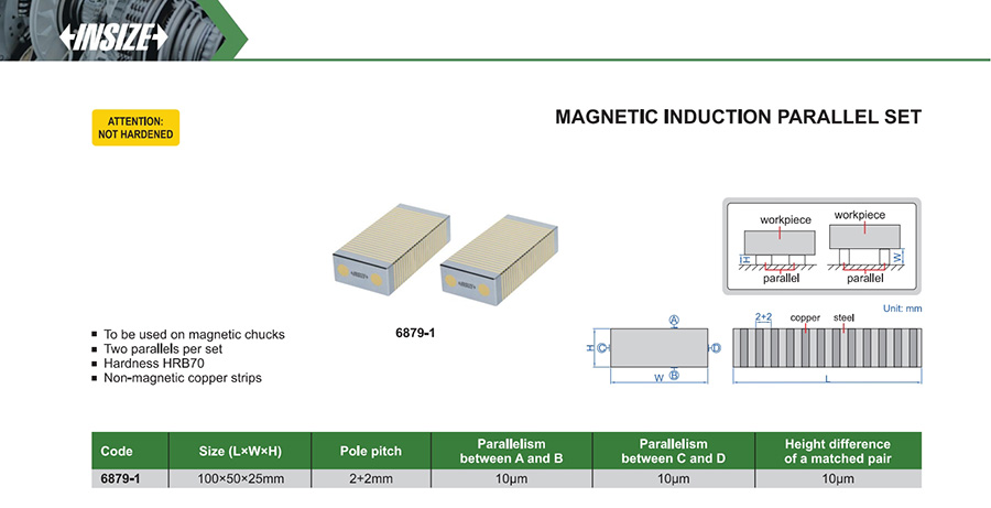 INSIZE 6879-1 Magnetic Induction Parallel Set 100x50x25 mm - photo 2