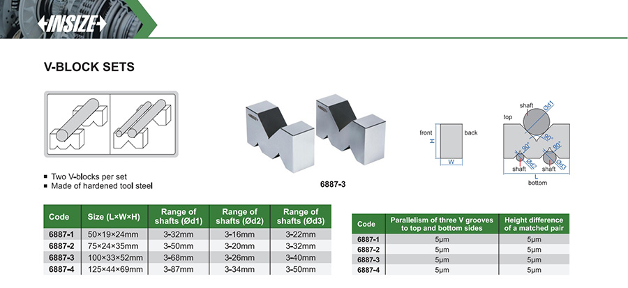 INSIZE 6887-3 V-Block Set 100x33x52 mm - photo 2