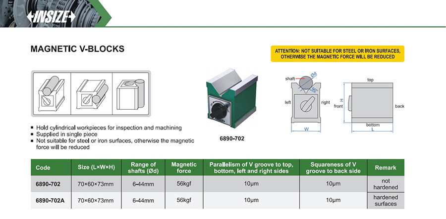 INSIZE 6890-702 Magnetic V-Block 70x60x73 mm - photo 2