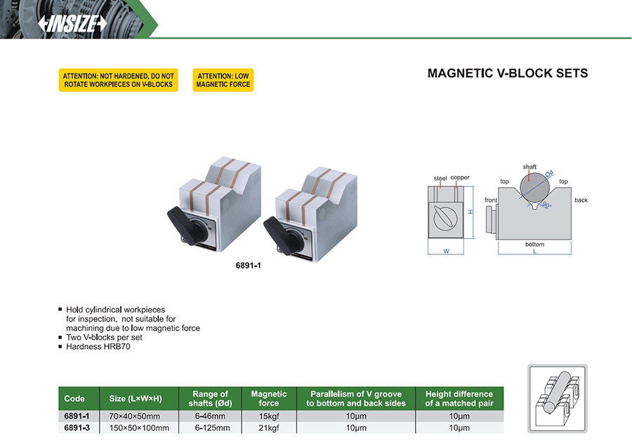 INSIZE 6891-3 Magnetic V-Block Set 150x50x100 mm - photo 2