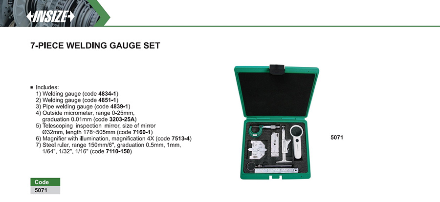 INSIZE 7-Piece Welding Gauge Set 5071 - photo 2