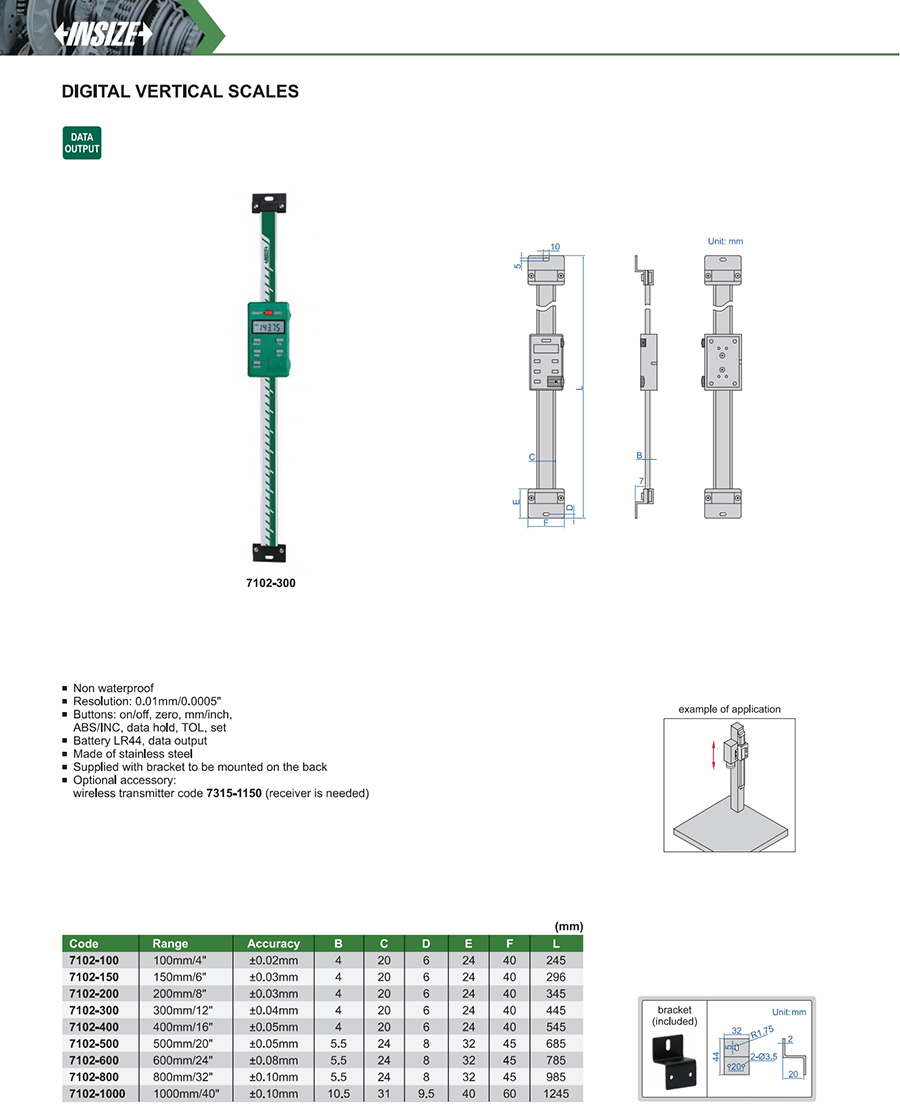 INSIZE 7102-400 Digital Vertical Scale, 400mm/16" - photo 2