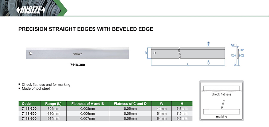 INSIZE 7118-300 Precision Straight Edge with Beveled Edge, 305mm - photo 2