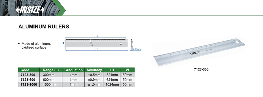 INSIZE 7123-300 Aluminum Ruler, 300mm - photo 2