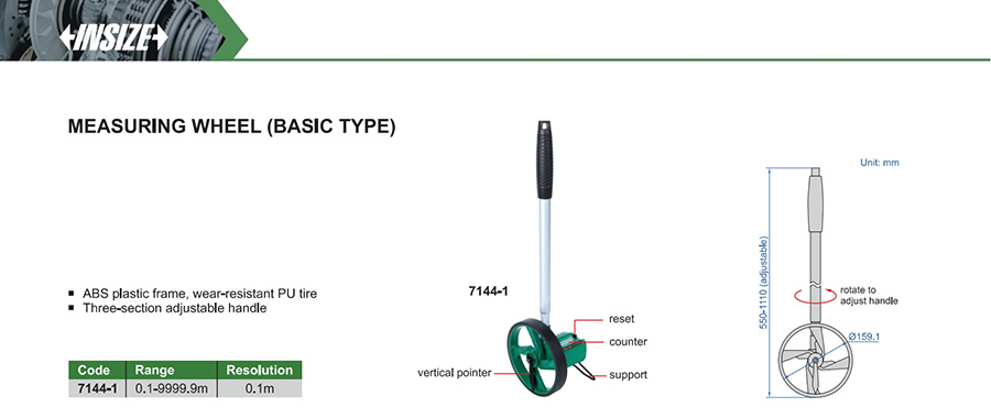 INSIZE 7144-1 Measuring Wheel (Basic Type) 0.1-9999.9m - photo 2