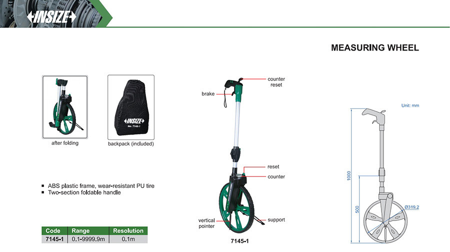 INSIZE 7145-1 Measuring Wheel 0.1-9999.9m - photo 2