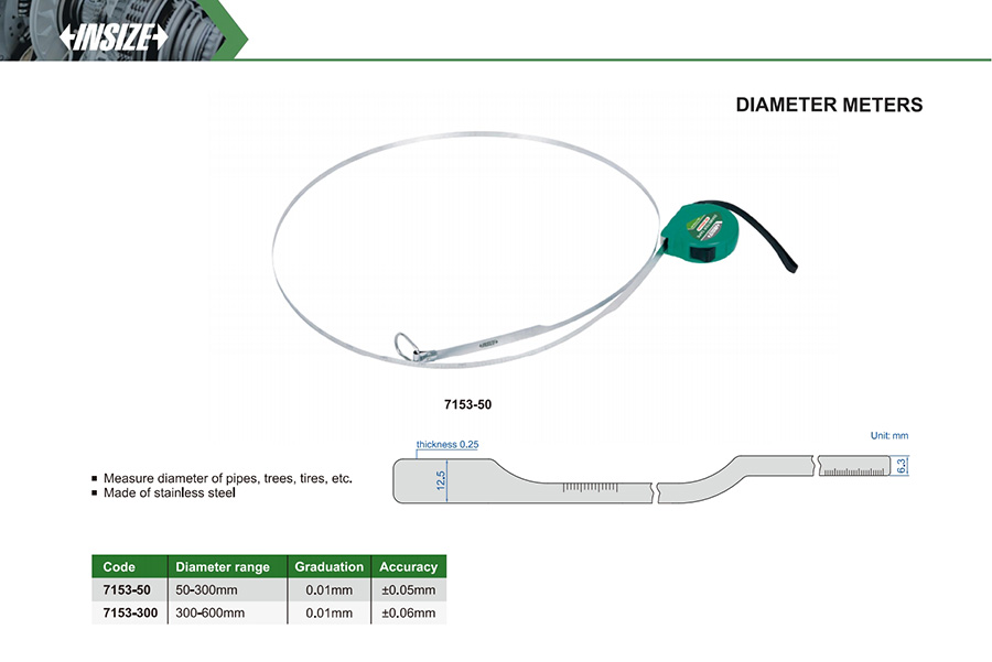INSIZE 7153-50 Diameter Meter, 50-300mm - photo 2
