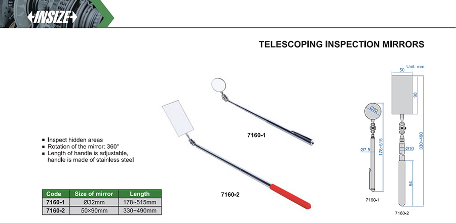 INSIZE 7160-1 Telescoping Inspection Mirror 32 mm - photo 2