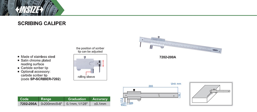 INSIZE 7202-200A Scriber Caliper 0-200mm - photo 2