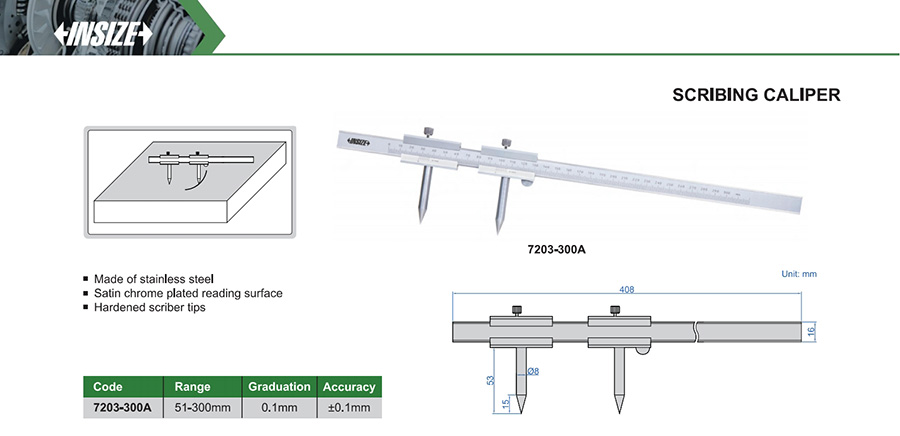 INSIZE 7203-300A Scribing Caliper 50-300mm - photo 2