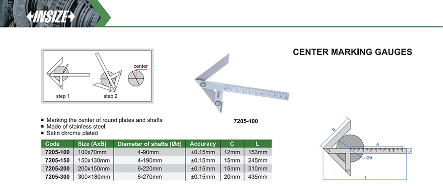 INSIZE 7205-100 Center Marking Gauge 4-90mm - photo 2