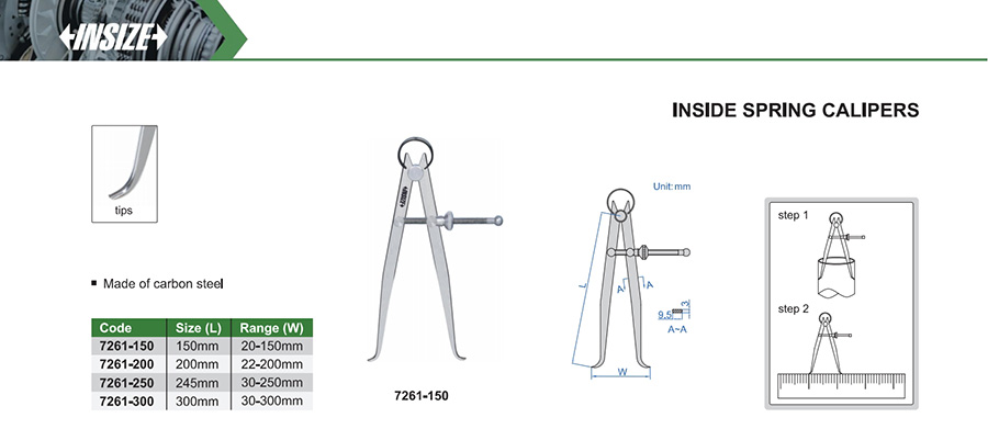 INSIZE 7261-200 Inside Spring Caliper 22-200mm - photo 2