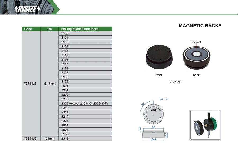 INSIZE 7331-M1 Magnetic Back For Indicators - photo 2