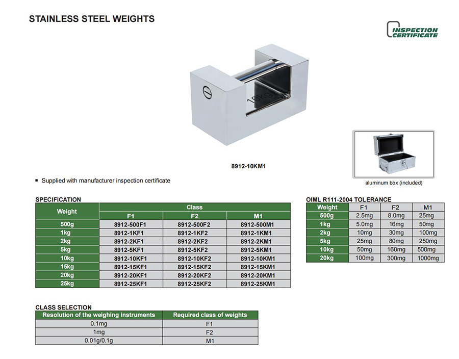 INSIZE 8912-20KM1 Stainless Steel Calibration Weight 20 kg Class M1 - photo 2