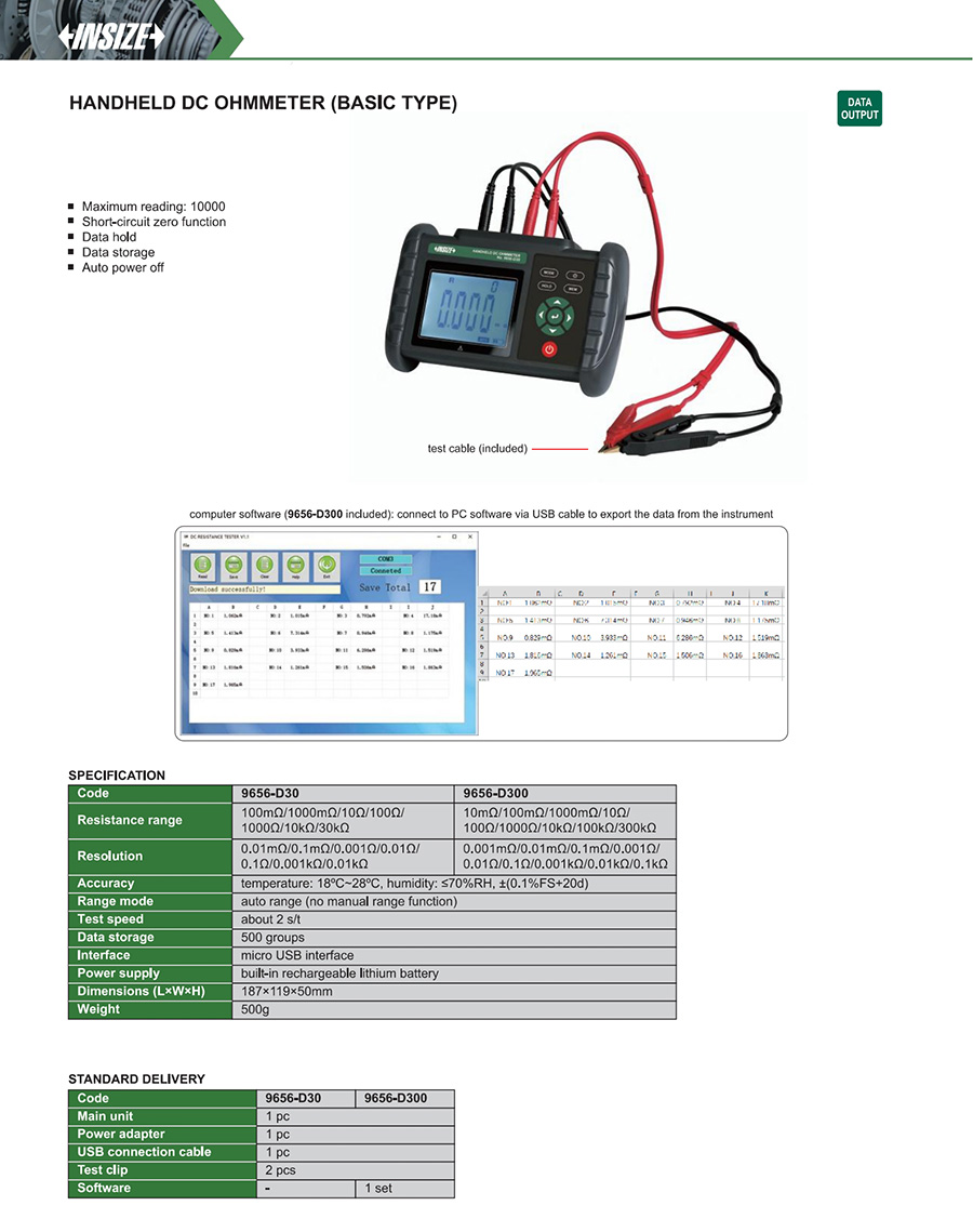 INSIZE 9656-D30 Handheld DC Ohmmeter (Basic Type) - photo 2