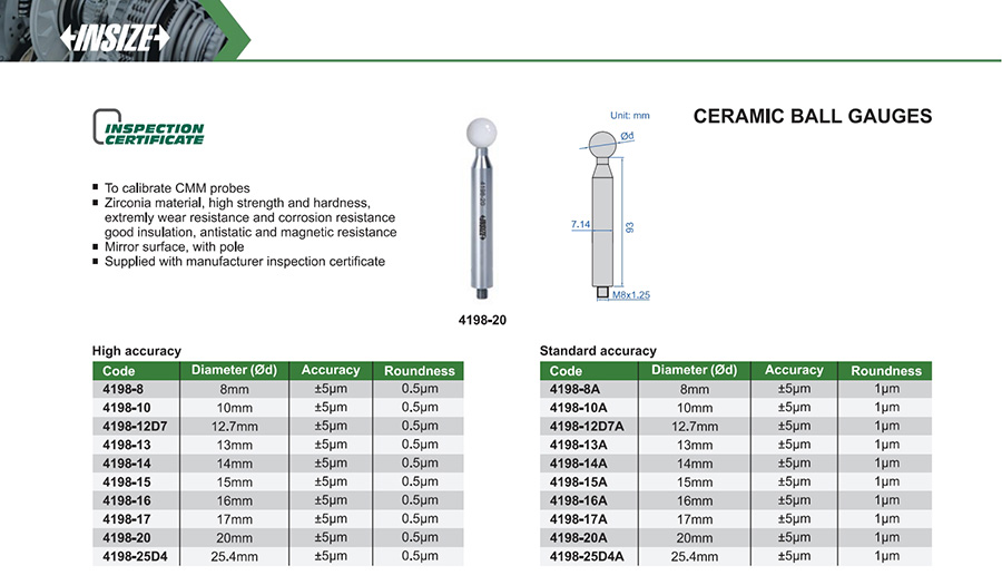 INSIZE Ceramic Ball Gauge 20mm 4198-20A - photo 2