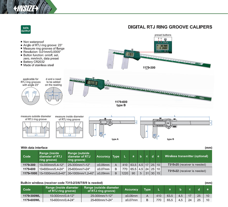 INSIZE Digital Rtj Ring Groove Calipers, 1179-600 - photo 2