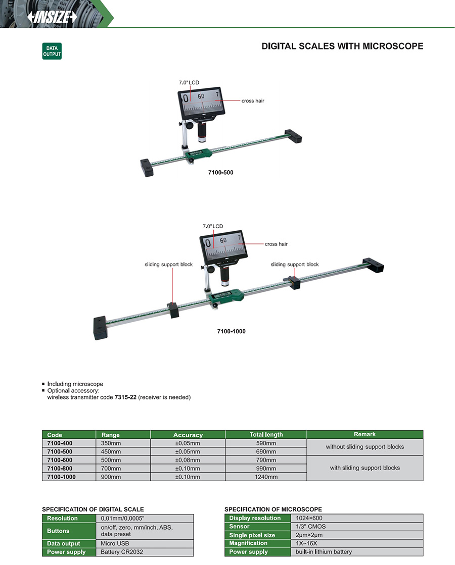 INSIZE Digital Scale with Microscope 450mm 7100-500 - photo 2