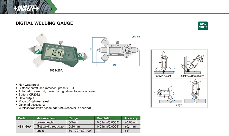 INSIZE Digital Welding Gauge 4831-20A - photo 2