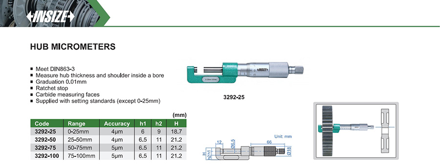 INSIZE Hub Micrometers, 25-50mm, 3292-50 - photo 2