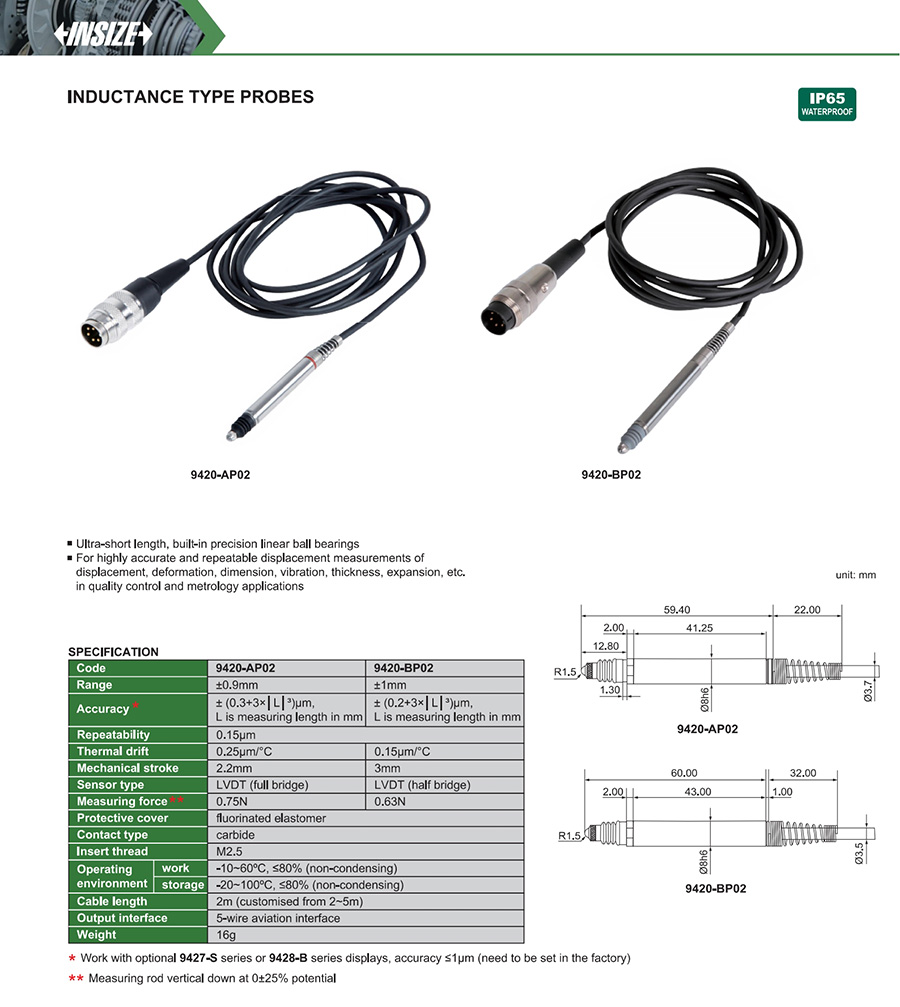 INSIZE Inductance Type Probe ±0.9mm 9420-AP02 - photo 2