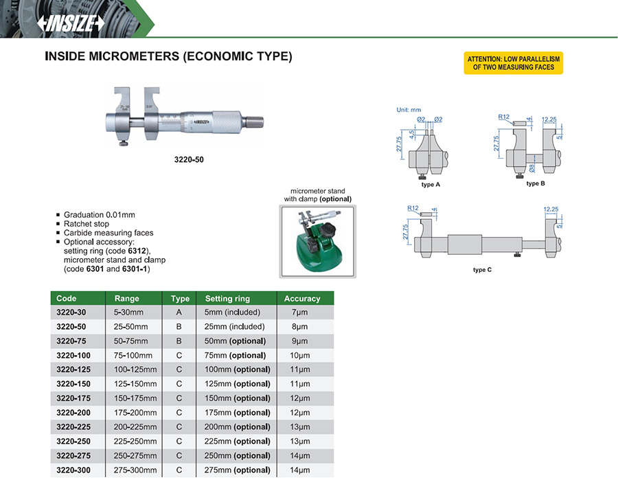 INSIZE Inside Micrometers (Economic Type), 25-50mm, 3220-50 - photo 2