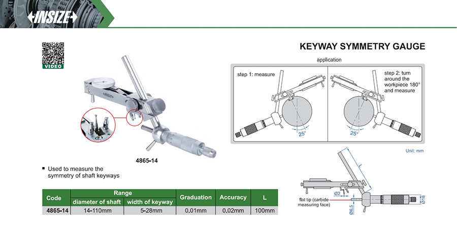 INSIZE Keyway Symmetry Gauge 14-110mm 4865-14 - photo 2