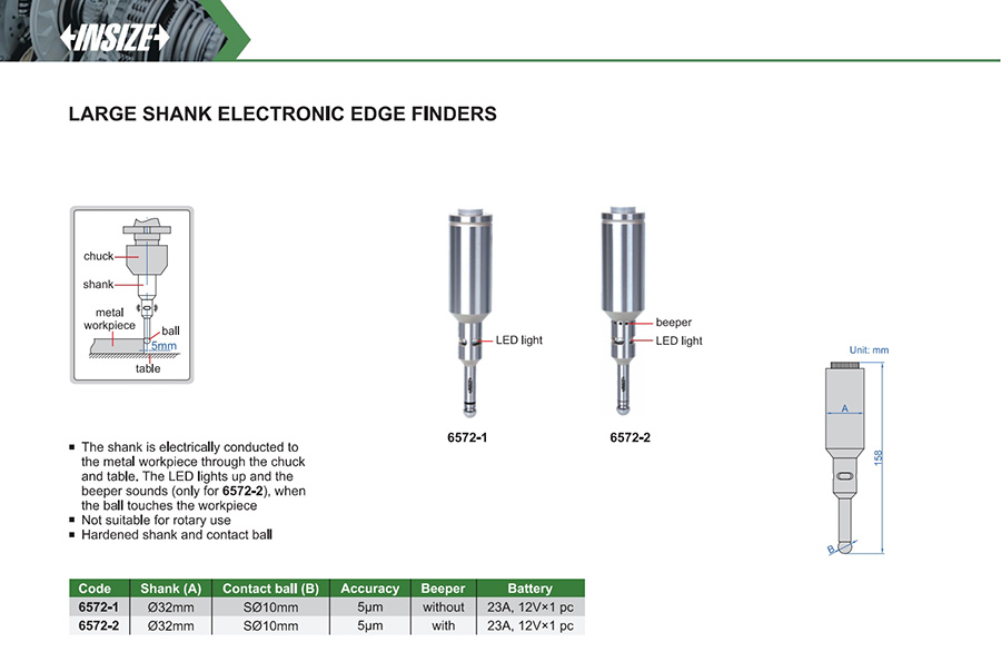 INSIZE Large Shank Electronic Edge Finder Ø32mm 6572-1 - photo 2